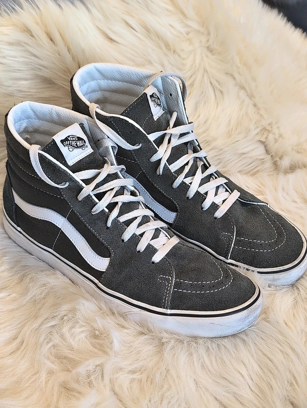 Vans Sk8-Hi High-Top Sneakers Olive Green And White US 13
